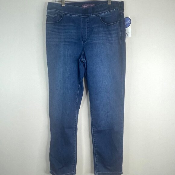 Gloria Vanderbilt Amanda Womens Pull On Slimming Jeans NWT Large Short Slim Leg - Picture 1 of 14